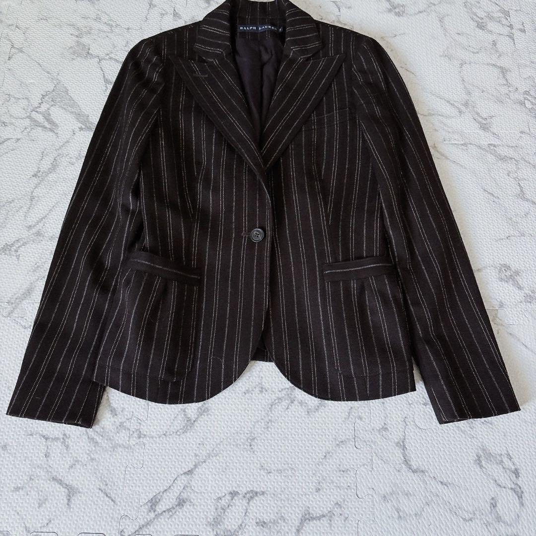 RALPH LAUREN ストライプ スーツ セットアップ ブラウン カシミア