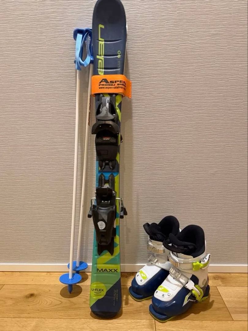 ３点セット　エラン　ELAN 子供用スキー板　90cm　スキーブーツ　ストック