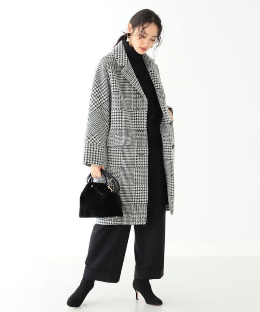 12/21まで限定価格 TICCA グレンチェックコクーンコート定価70400円