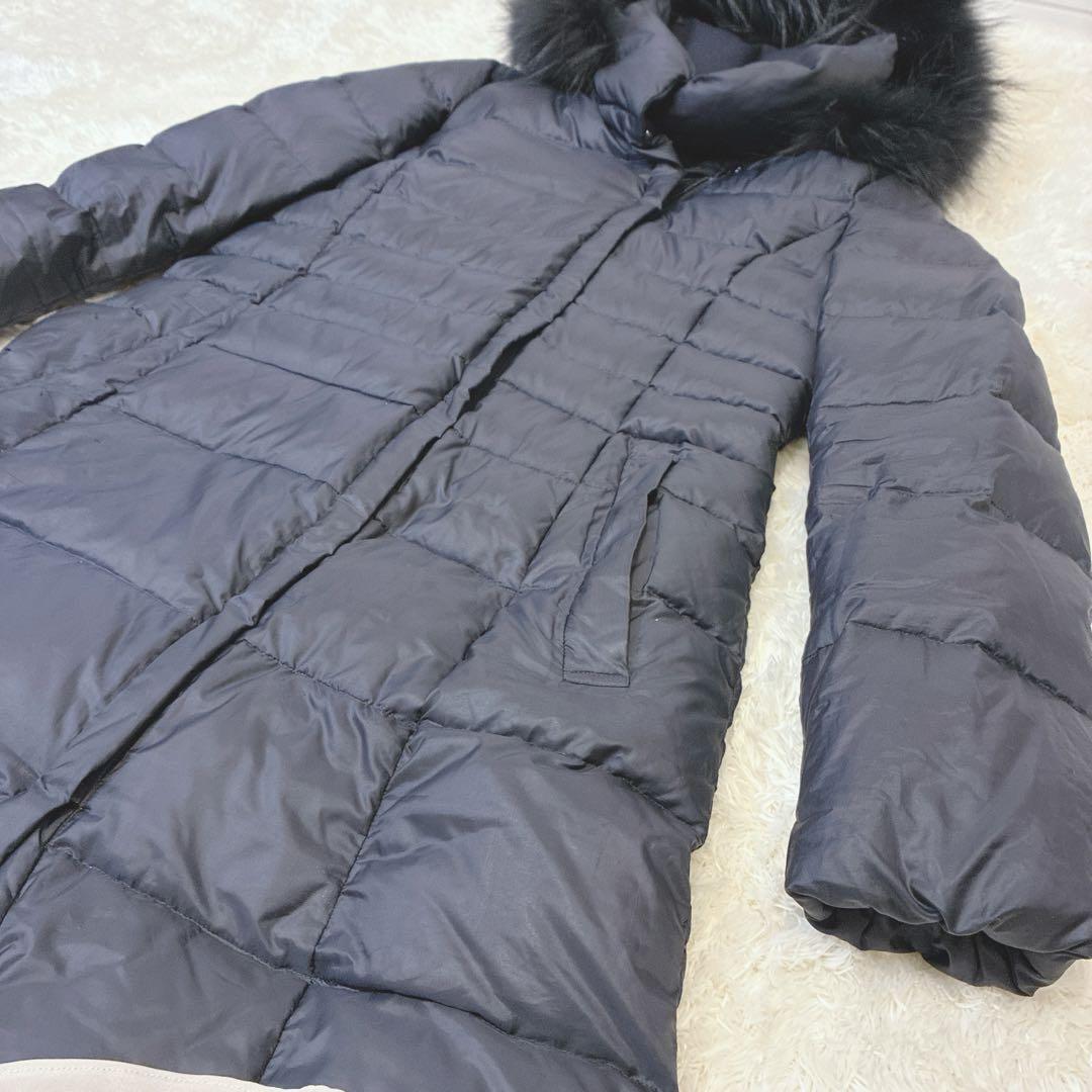 23区 3way ロング ダウンコート ファー ラクーン ブラック 38 M