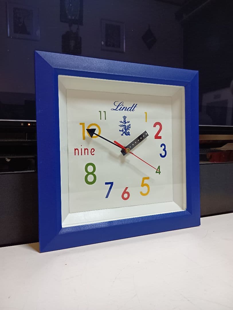 リンツ　非売品　ノベルティ　ブルー　ポストモダン　ウォールクロック　壁掛け時計