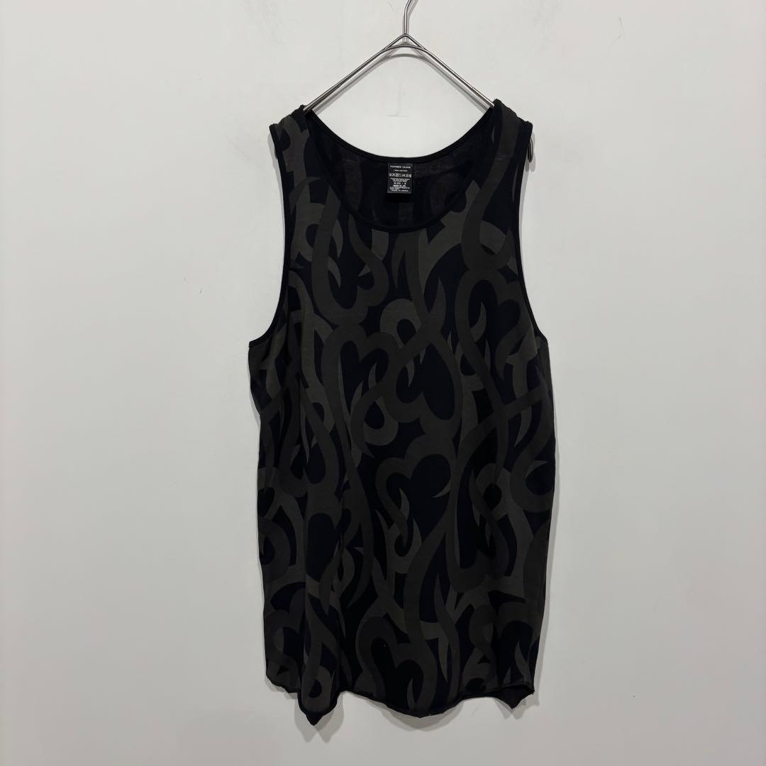 ナンバーナイン　美品 ハート トライバル カモ 柄 タンクトップ グレー 迷彩