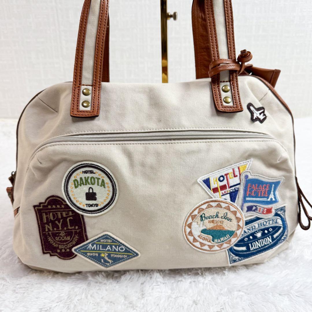 美品 ダコタ ボイジャー ワッペン ボストンバッグ ハンドバッグ