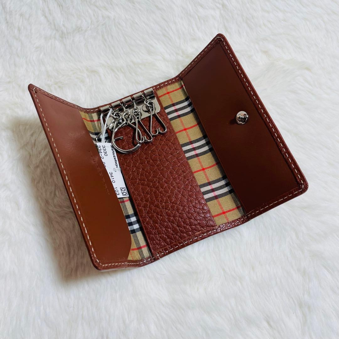 新品未使用BURBERRY レザー×ノバチェック柄 4連 キーケース ブラウン