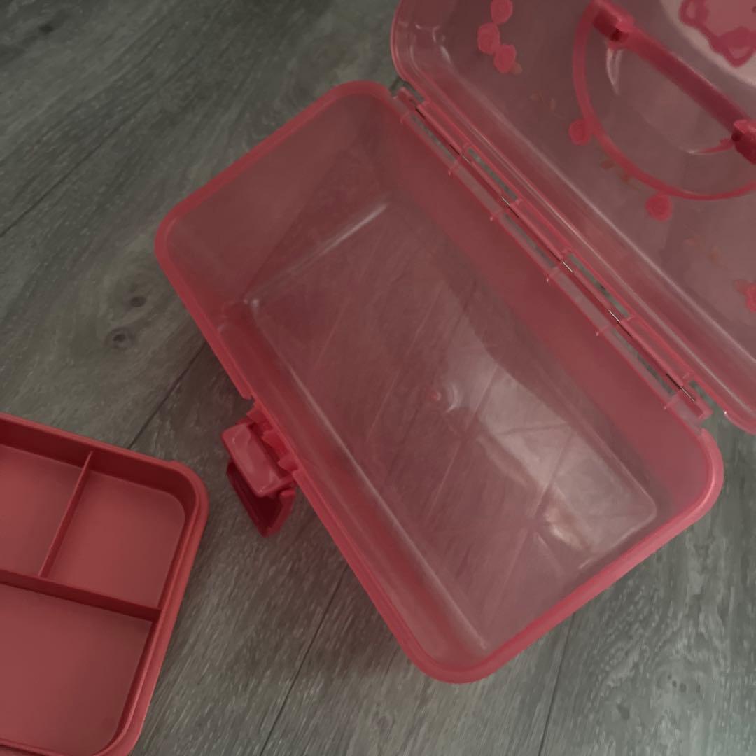 ハローキティ　ツールボックス　プラスチック収納　持ち手付き　2段　ローズ　薔薇