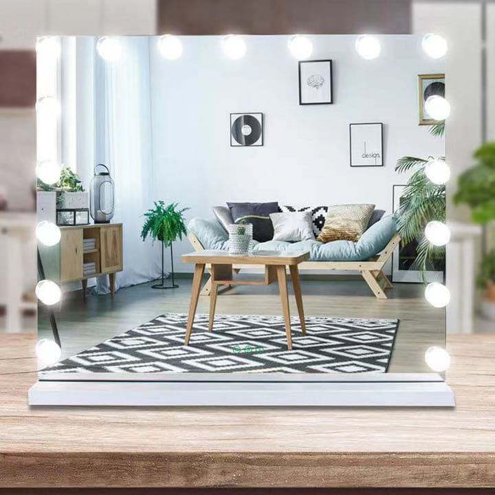 女優ミラー 人気 LED ハリウッドミラー 電球風　ホワイト　40*50cm