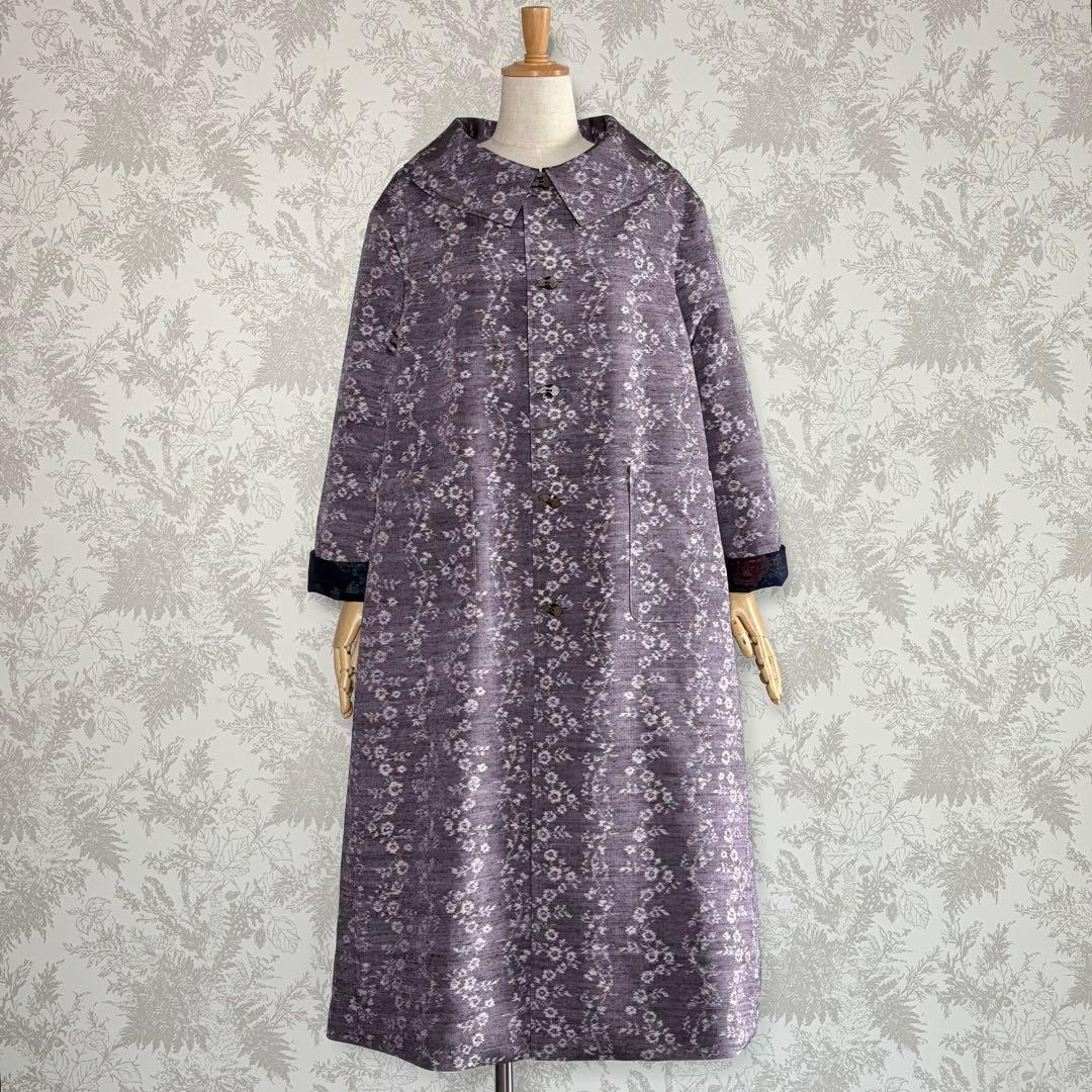 着物リメイク上質な紬のリバーシブルコート