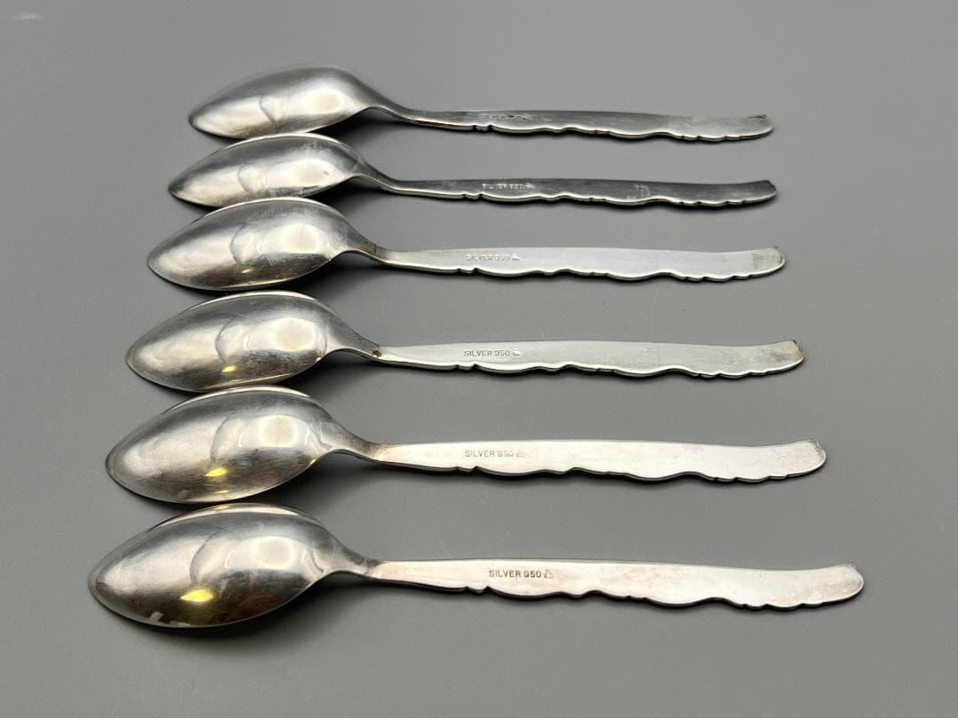 SILVER950　刻印　スプーン　6点セット　重量約77g　銀食器 銀細工