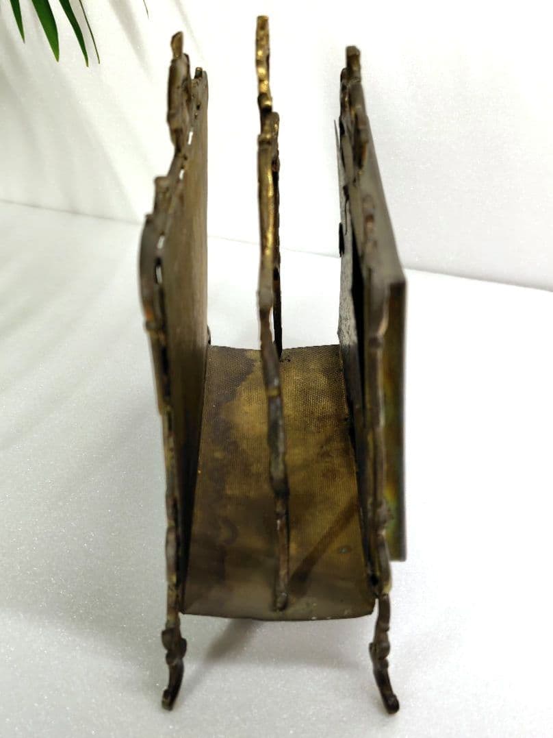 アンティーク　磁器の天使のレリーフ付き　真鍮　製　レター　スタンド