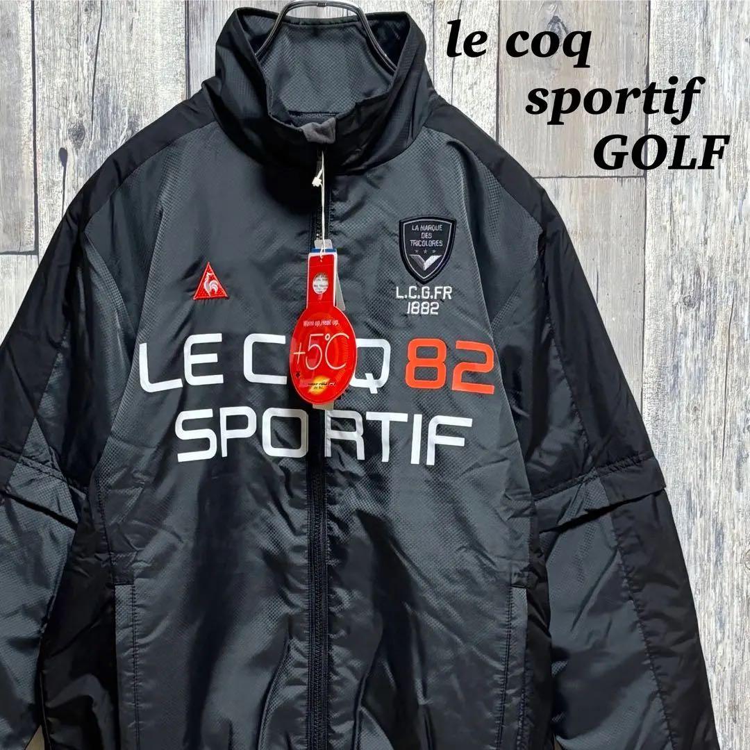 ルコックスポルティフ　ジャケット　中綿　ヒートナビ　撥水　ビックロゴ　ブラック