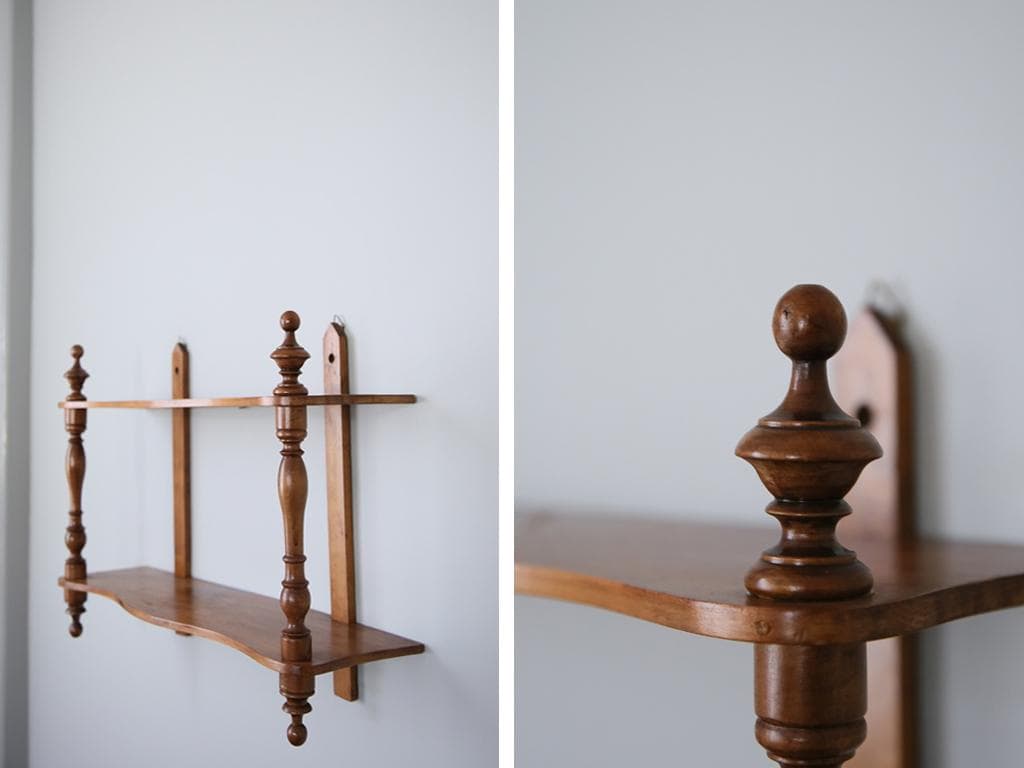 フランスアンティーク木製ウォールシェルフ/壁掛けラック/飾り棚(90-160)