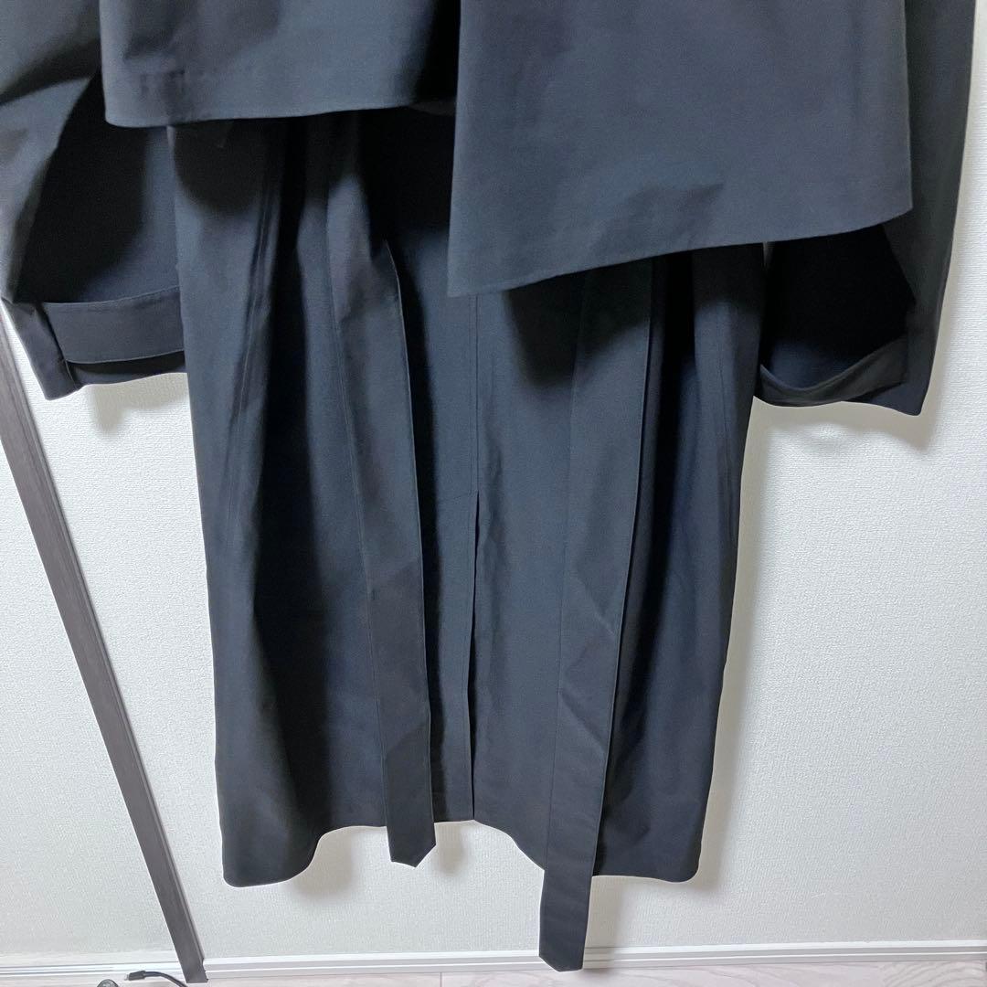 【タグ付】SOLOV トレンチコート　レインコート 黒　フーディ　ベルト　1