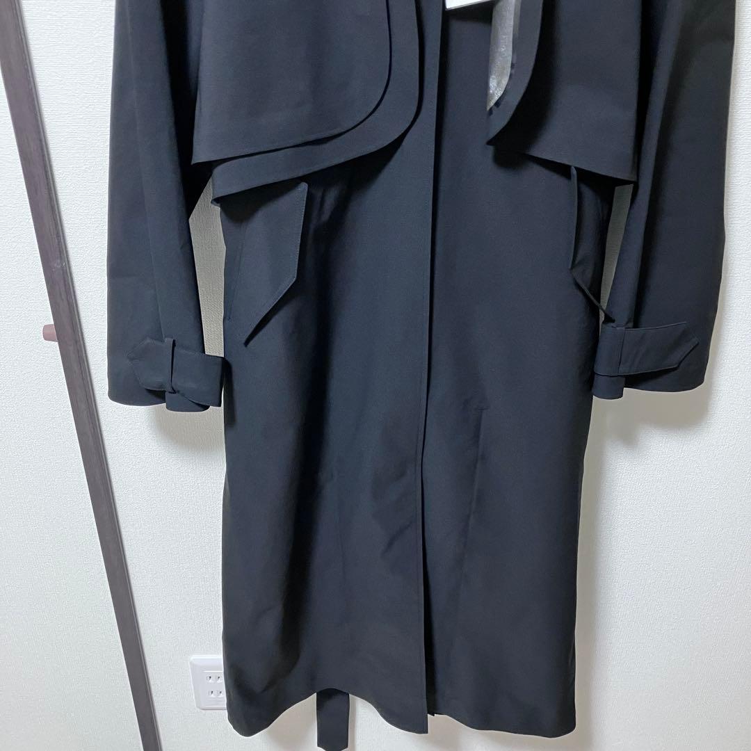 【タグ付】SOLOV トレンチコート　レインコート 黒　フーディ　ベルト　1