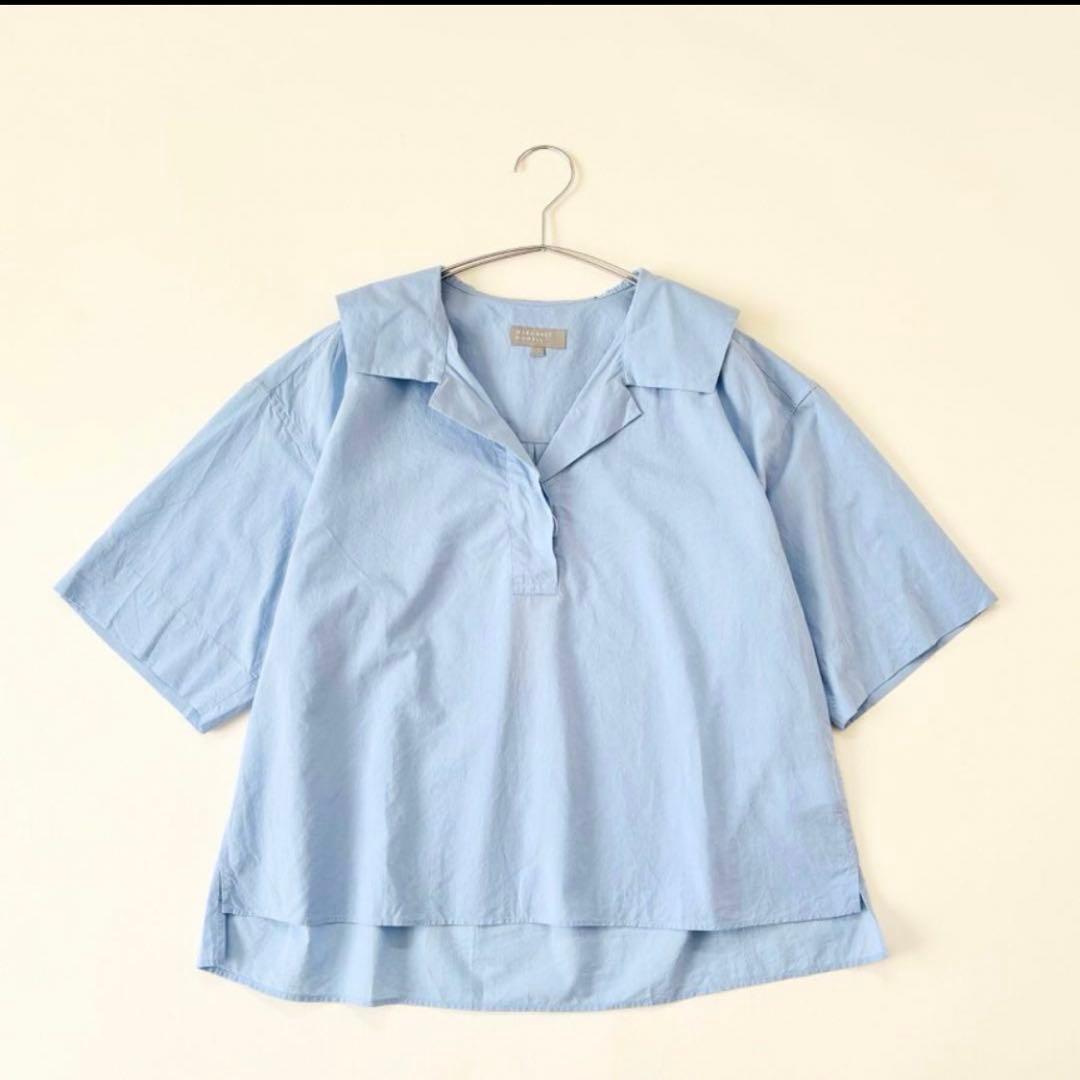 極美品 マーガレットハウエル 23SS コットンリネンシャツ　セーラーカラー