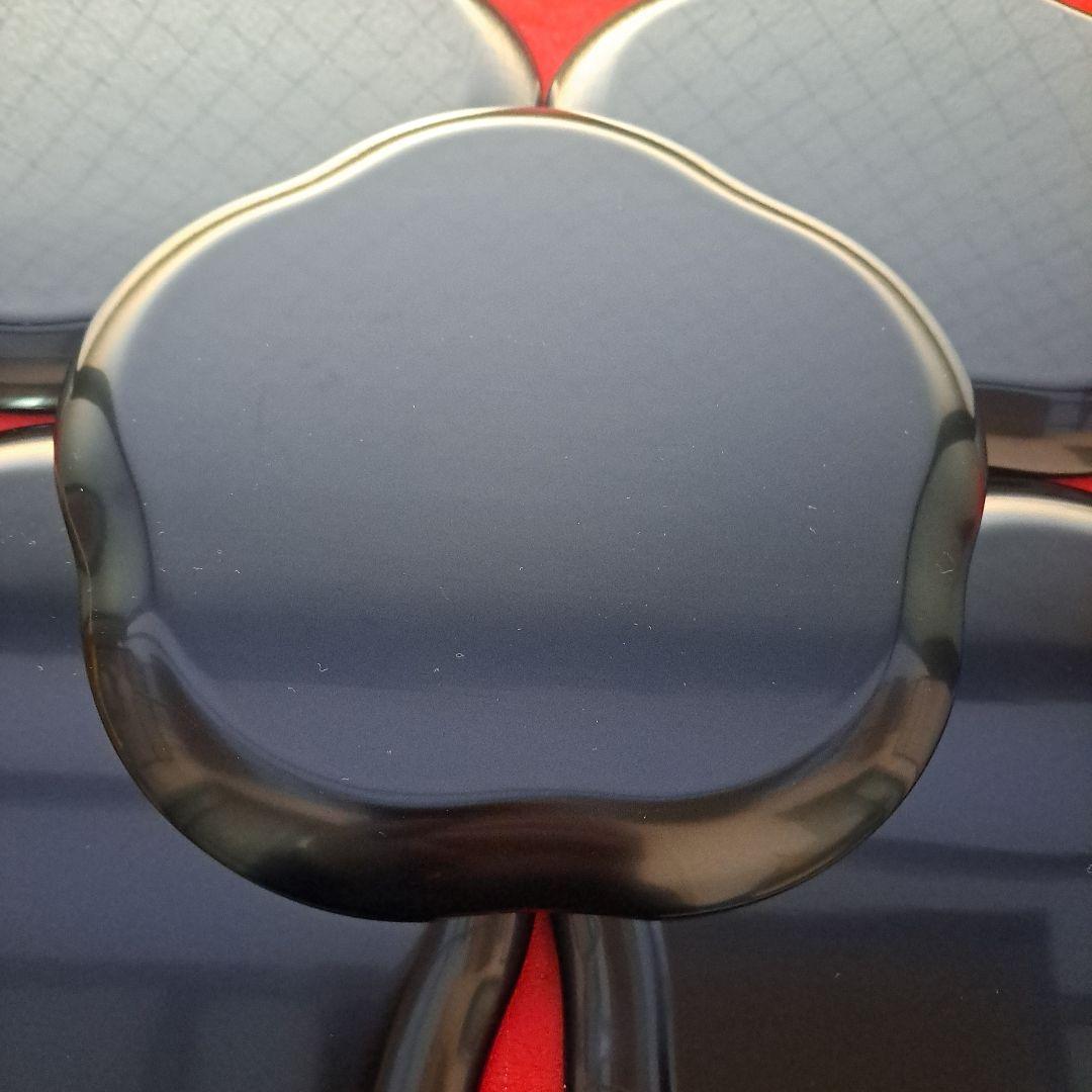 【輪島塗　7寸\"金彩\"梅型\"大皿×5客】布着本堅地　光琳堂　未使用品