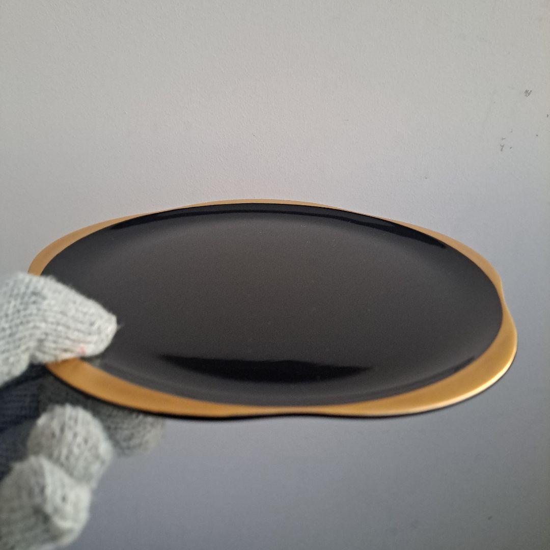 【輪島塗　7寸\"金彩\"梅型\"大皿×5客】布着本堅地　光琳堂　未使用品