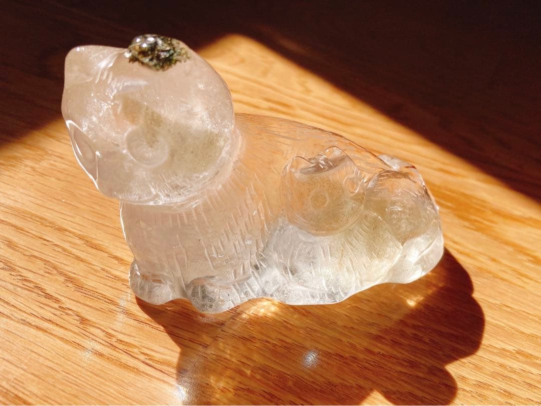 親子 猫 天然石 ガーデンクォーツ 置物