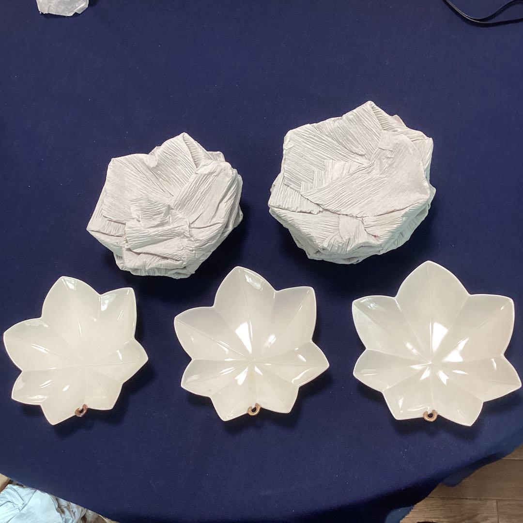 割烹食器　作家　窯元　色々食器　和食店　　　白釉紅葉向付9客　新品未使用