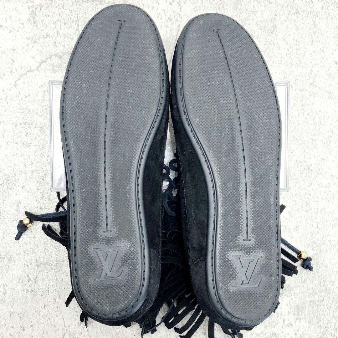 ルイヴィトン✨フリンジ モカシン スニーカー 37.5 黒 スエード イタリア製