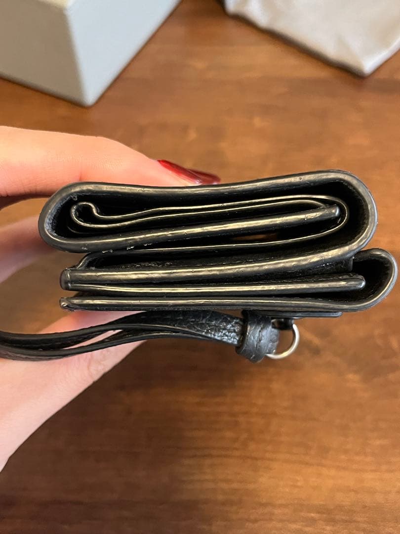 BALENCIAGA ブラック　三つ折り財布　ミニ財布　レザー