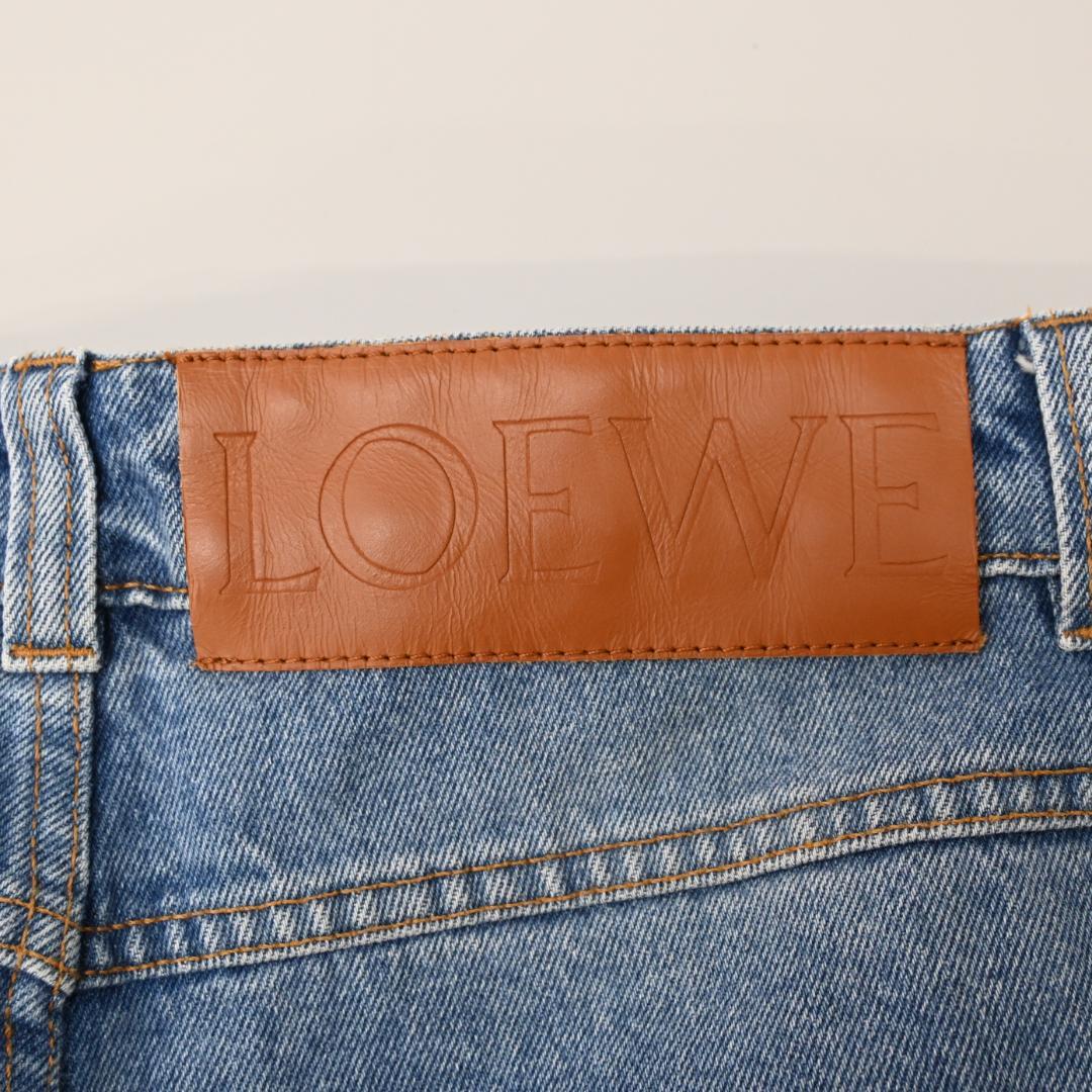 ■ 48147★ LOEWE ロエベ ジーンズ レザーパッチ ストレートデニム*