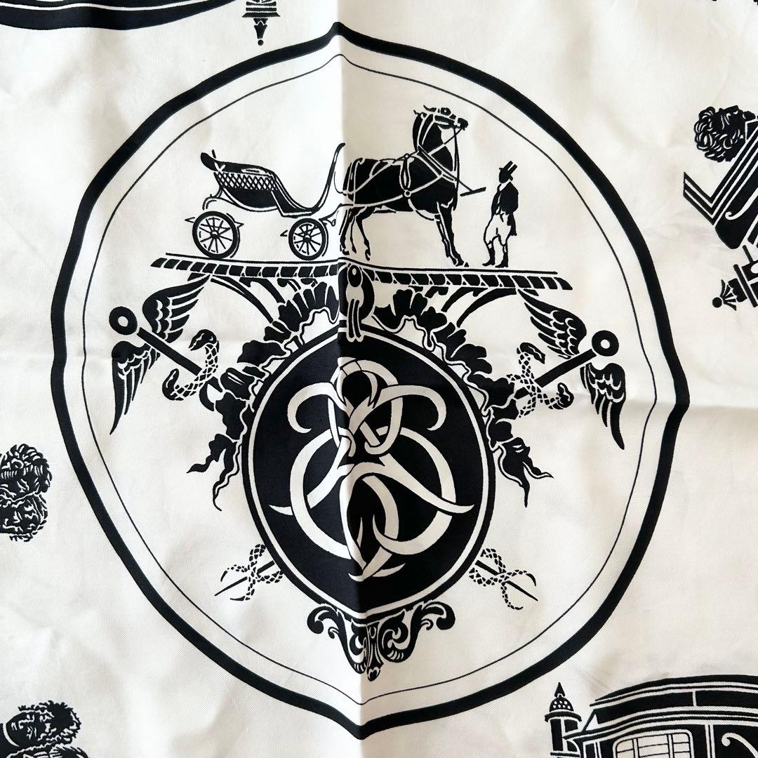 エルメス シルクスカーフ カレ90 エクスリブリス　馬車デザイン