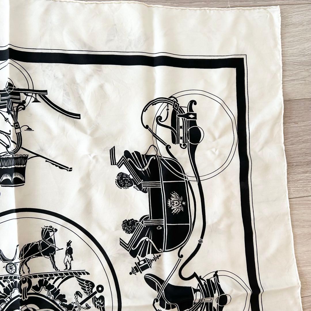 エルメス シルクスカーフ カレ90 エクスリブリス　馬車デザイン