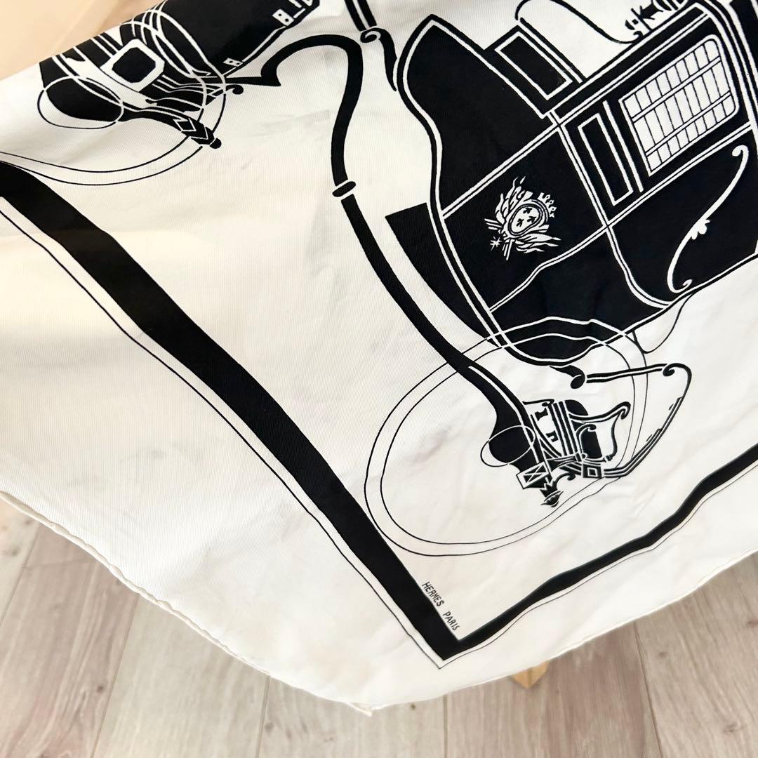 エルメス シルクスカーフ カレ90 エクスリブリス　馬車デザイン