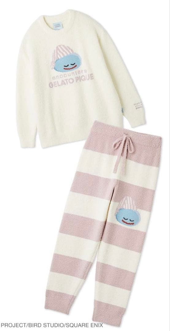 ジェラピケ✖️ドラゴンクエスト ベビモコプルオーバー&ボーダーロングパンツセット