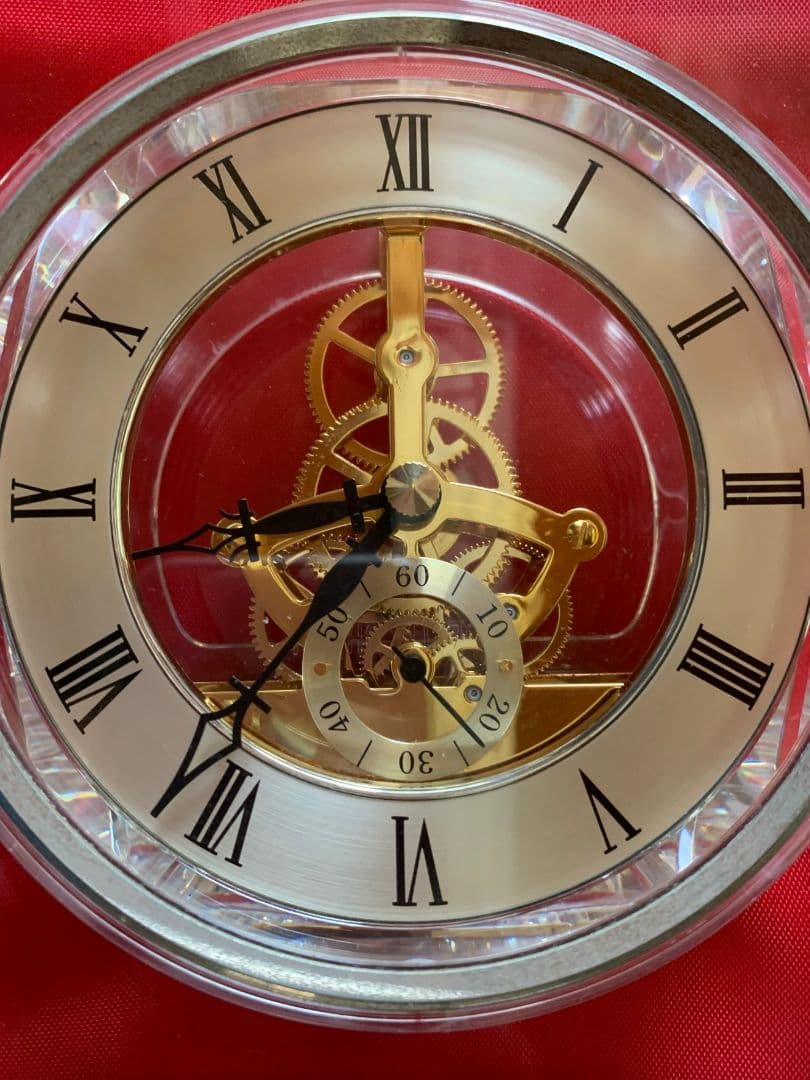 クリスタル置き時計 HOYA CRYSTAL製 スケルトン