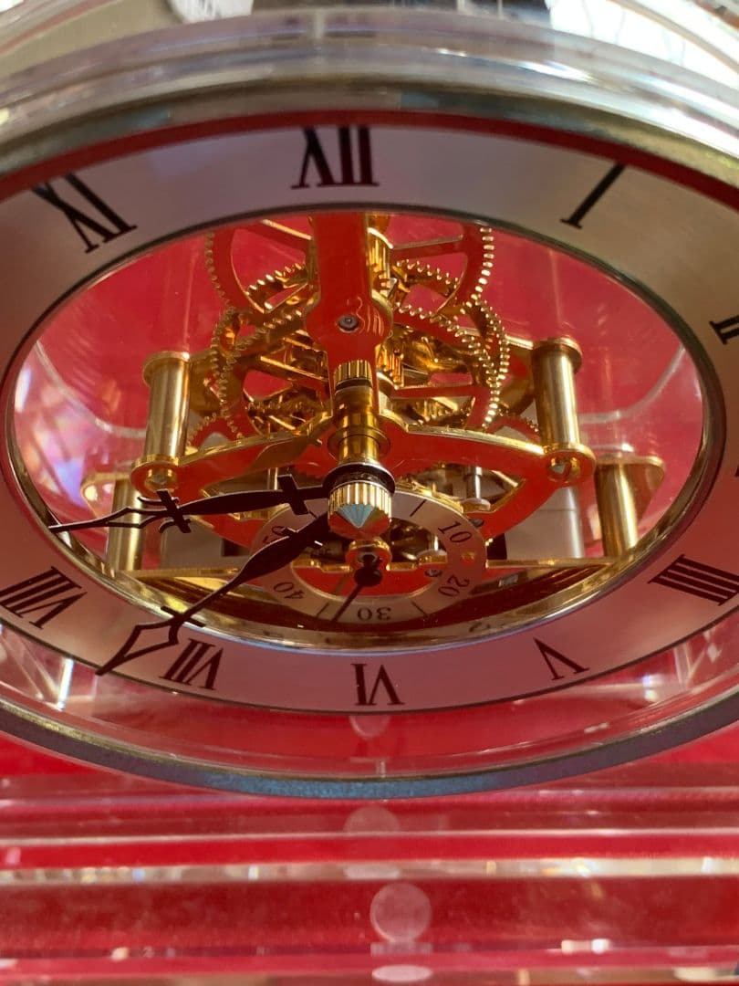 クリスタル置き時計 HOYA CRYSTAL製 スケルトン