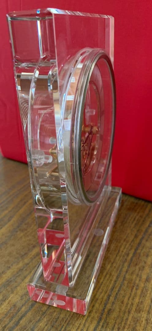 クリスタル置き時計 HOYA CRYSTAL製 スケルトン