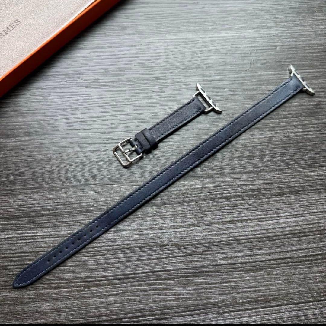 2588 Apple Watch エルメス　ネイビー　ドゥブルトゥール　二重