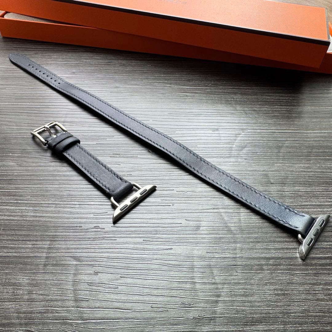 2588 Apple Watch エルメス　ネイビー　ドゥブルトゥール　二重