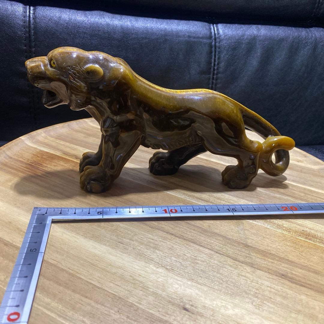 タイガーアイ石 虎の置物 約23cm