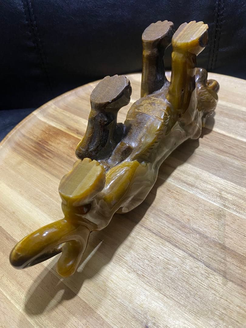 タイガーアイ石 虎の置物 約23cm