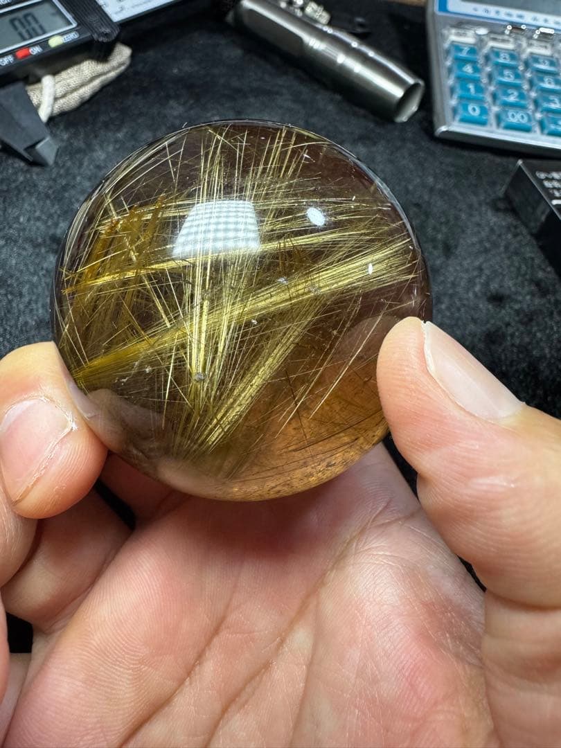 最高級 ゴールドルチル大玉 6cm 金線密集 極上透明コレクション