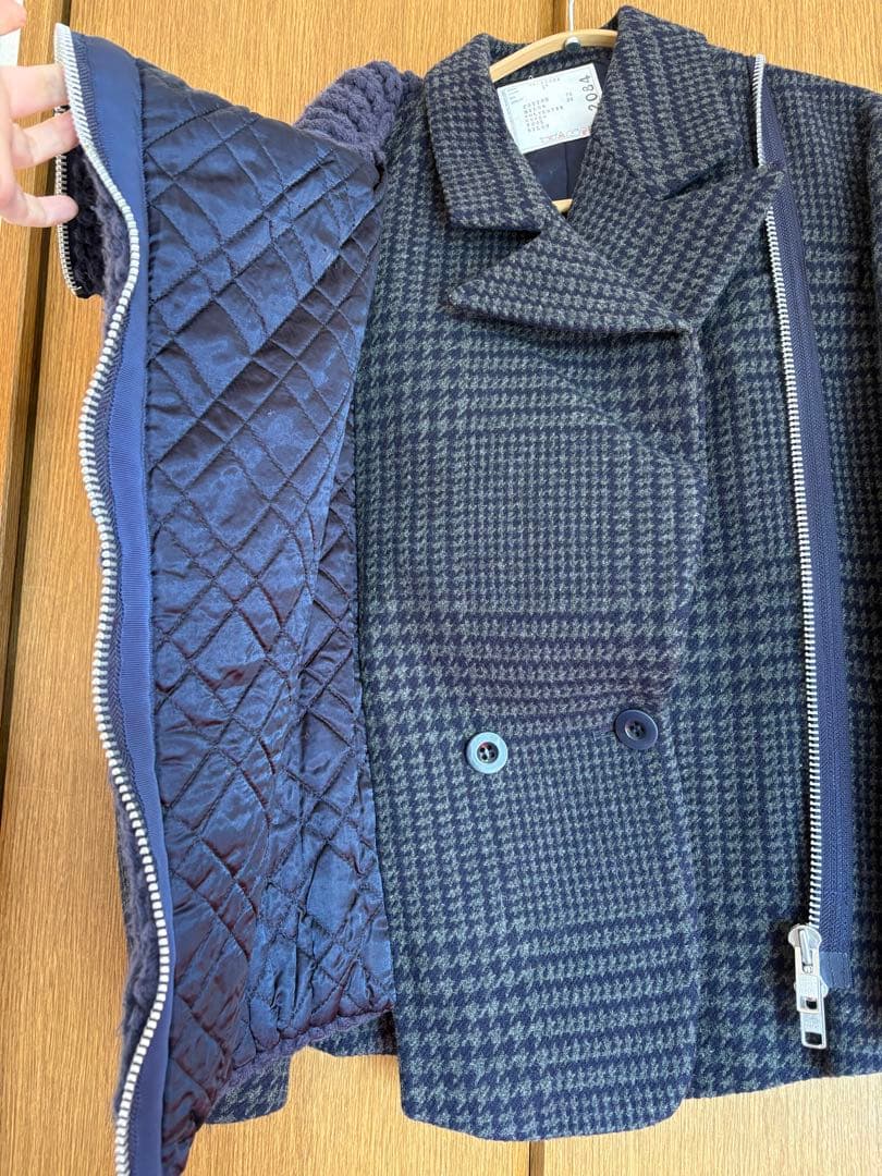 sacai サカイ ウールメルトン ニットドッキング ジャケットコート