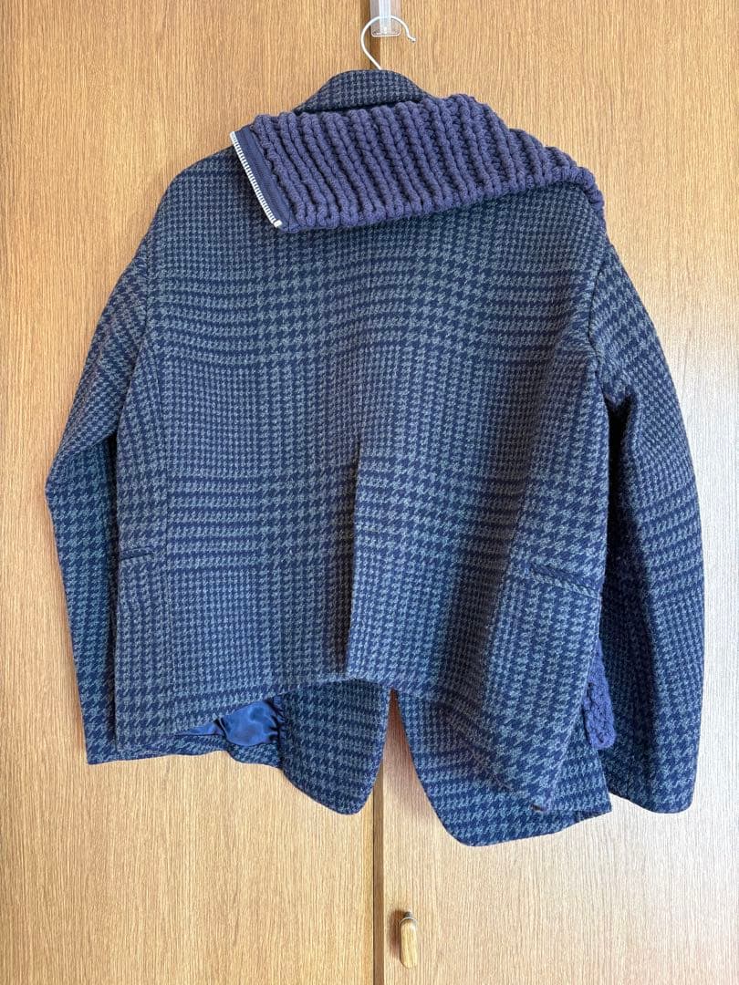 sacai サカイ ウールメルトン ニットドッキング ジャケットコート