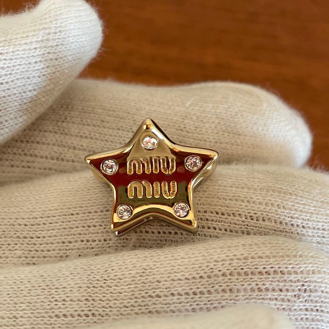 【付属品あり】MIU MIUメタル ヘアクリップ　3点セット　ロゴ　ストーン