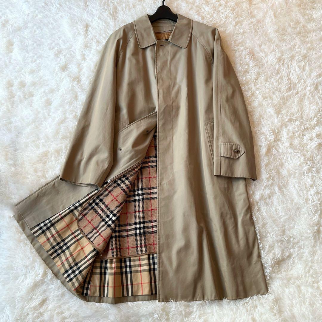 バーバリーロンドン　メンズ　ステンカラーコート　カーキ　ライナー　メガチェック