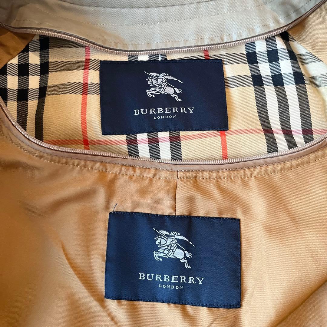 バーバリーロンドン　メンズ　ステンカラーコート　カーキ　ライナー　メガチェック