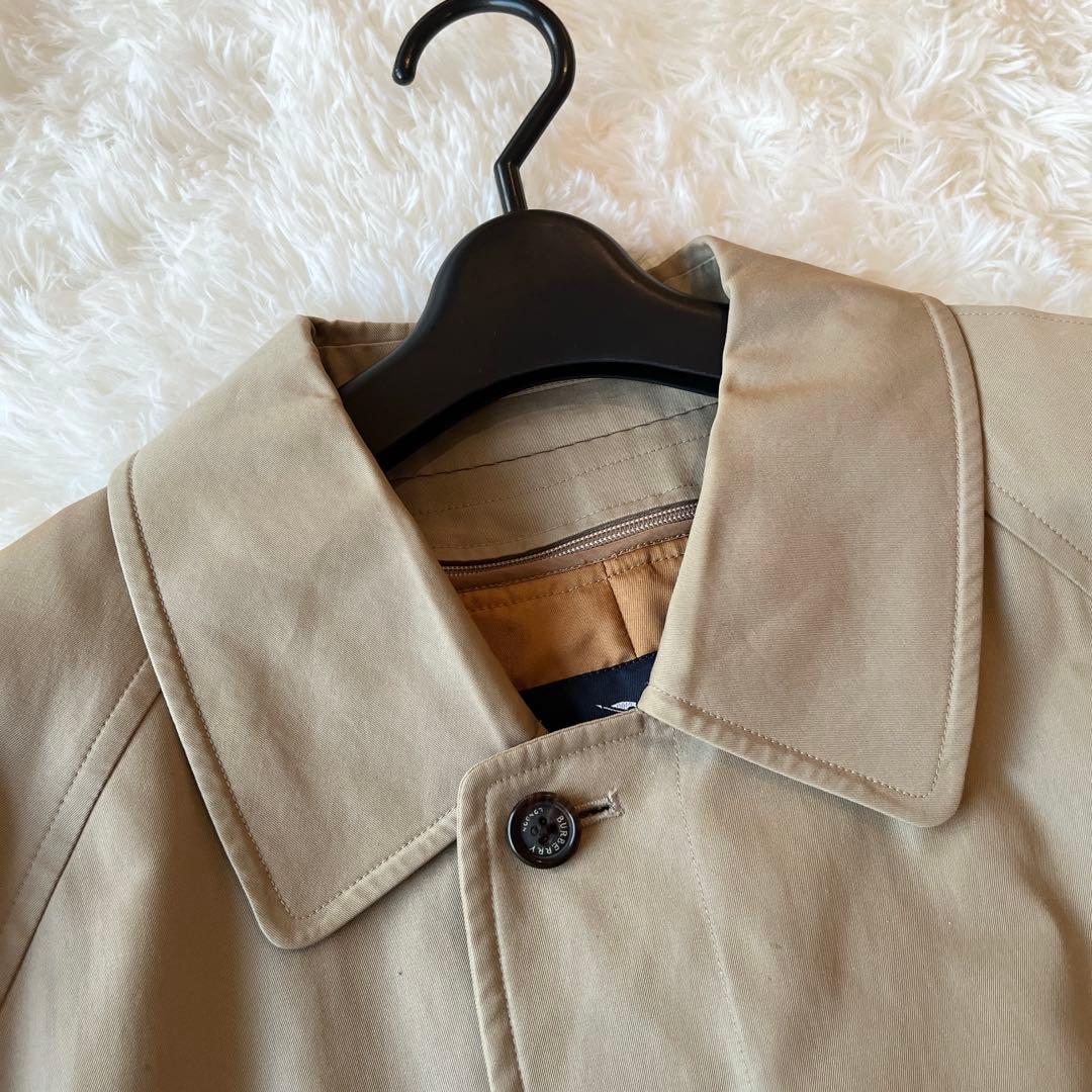 バーバリーロンドン　メンズ　ステンカラーコート　カーキ　ライナー　メガチェック