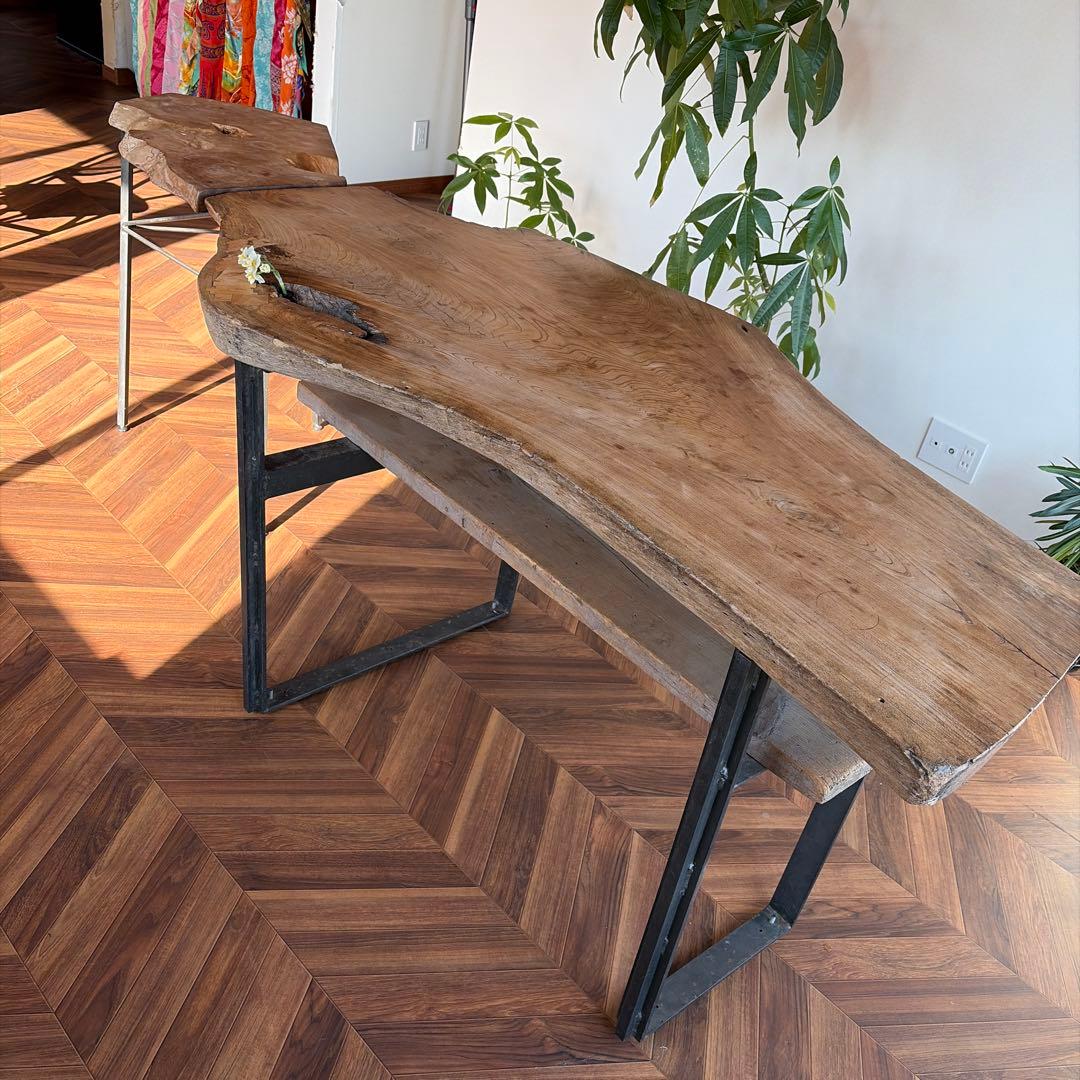 天然木一枚板　アイアン　ダイニングテーブル