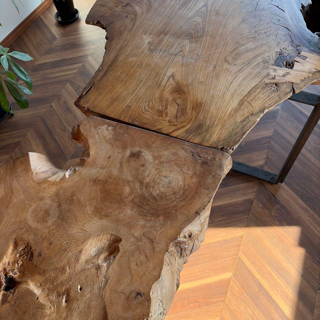 天然木一枚板　アイアン　ダイニングテーブル