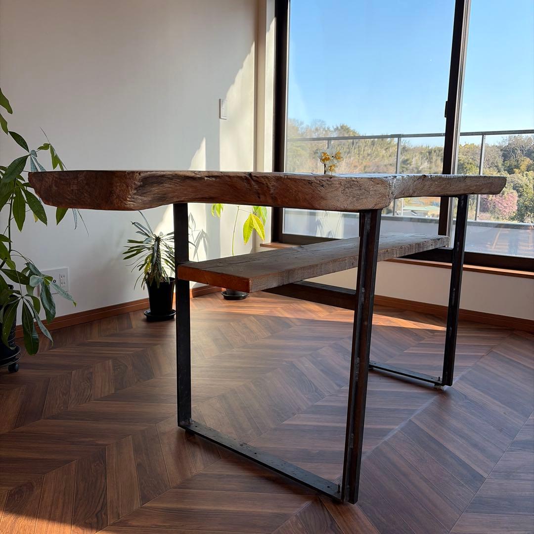 天然木一枚板　アイアン　ダイニングテーブル