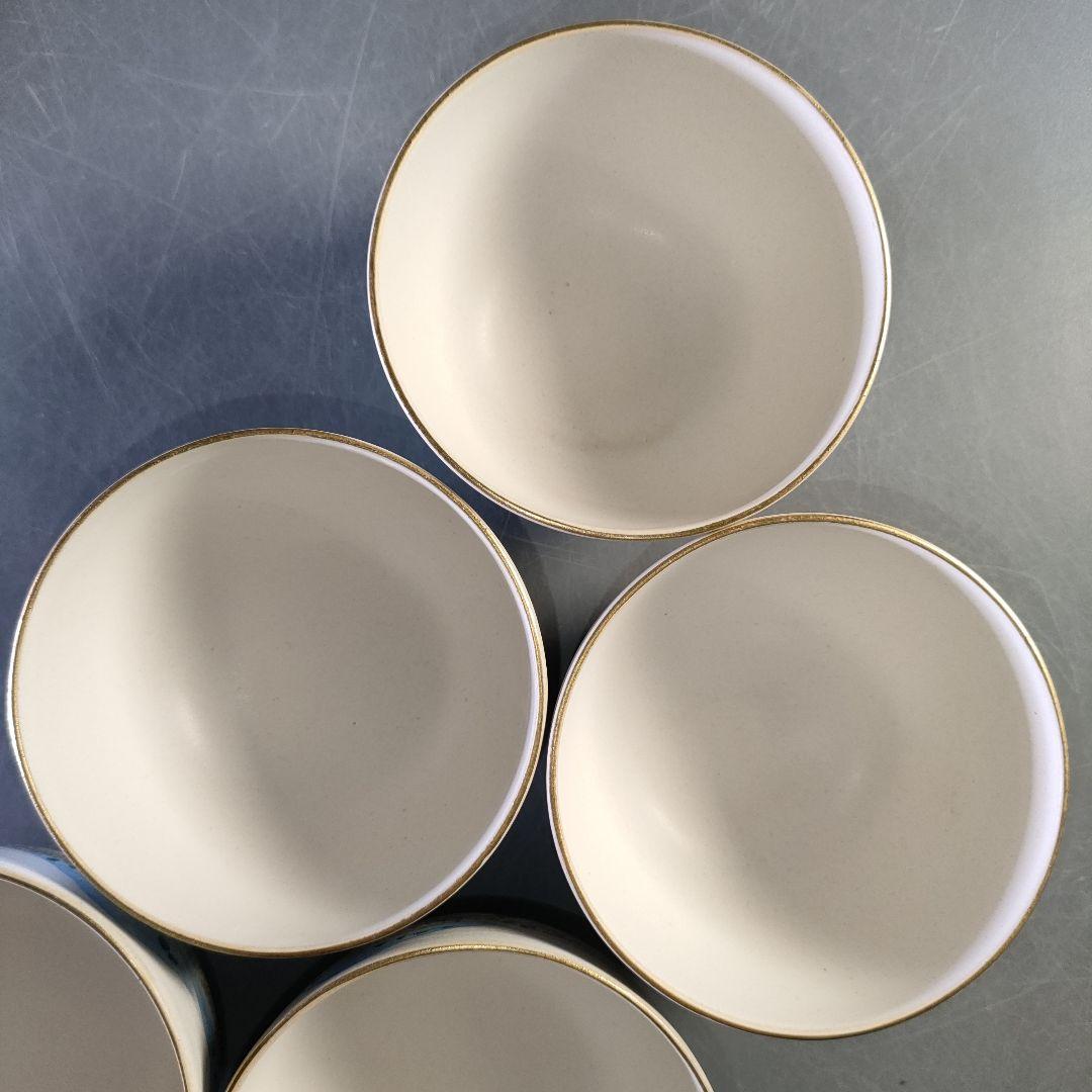 A1244-2/京 清水焼/雲楽窯/三代斉藤雲楽 造/金彩四神文蓋付汲出茶碗5客