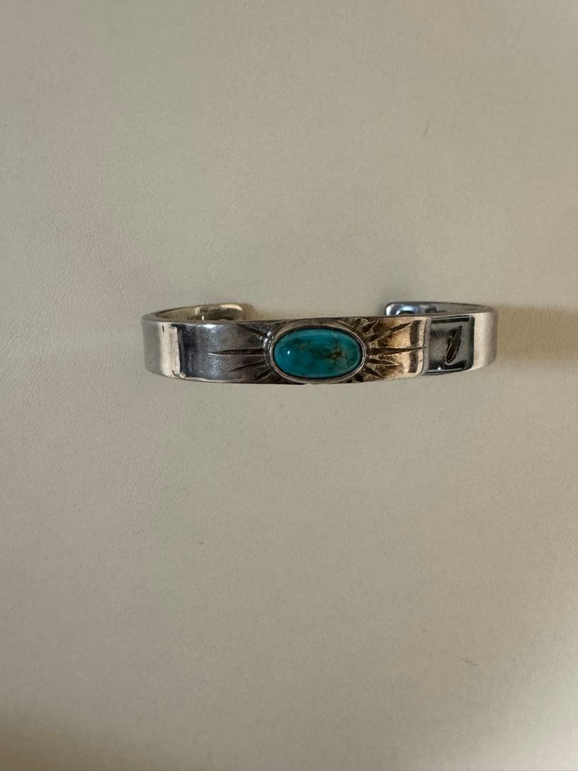 レッドマン　REDMAN ターコイズ付きプレーンバングル