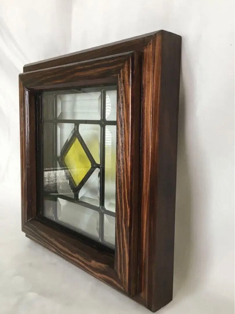 ステンドガラス 強化ガラス 壁掛け 木製枠(ハンドメイド)