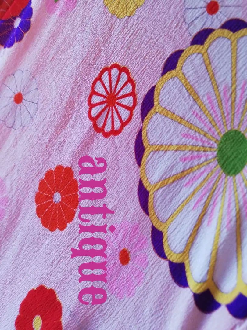 追加❶　七五三　正絹　桜ピンク　アンティーク　着物　お花づくし　レトロ　大正浪漫